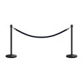 Montour Line Stanchion Post and Rope Kit Black, 2 Crown Top 1 Dark Blue Rope C-Kit-2-BK-CN-1-PVR-DB-PS